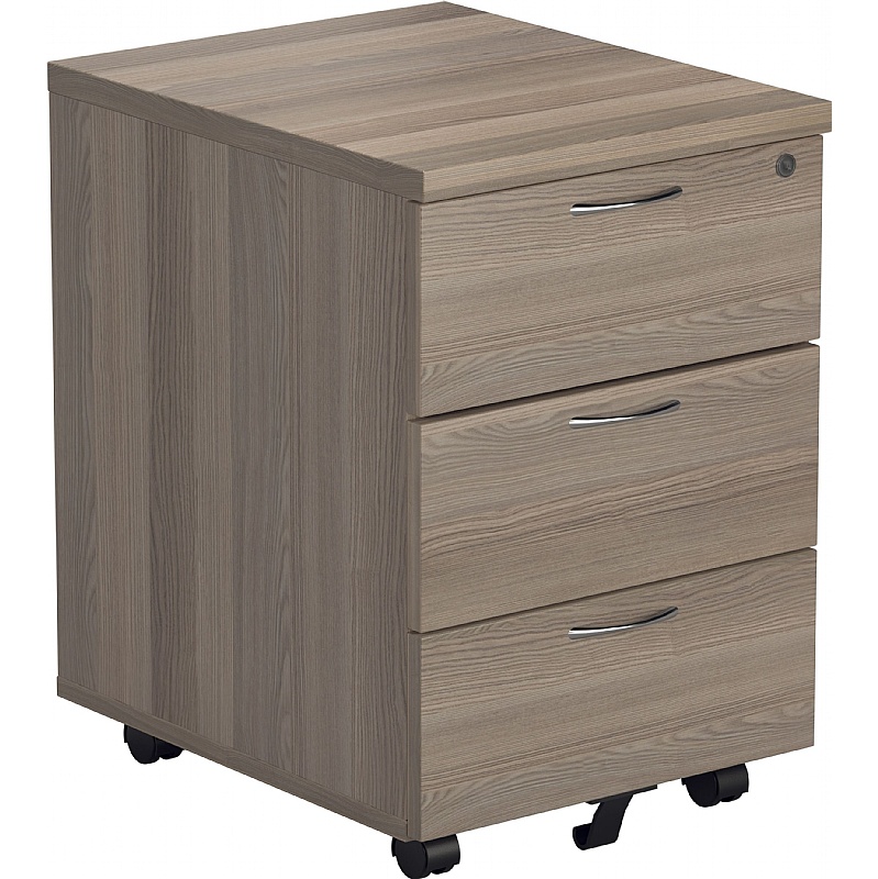 Office Essentials Wooden 3 Drawer Low Under Desk Mobile Pedestals - Office Storage