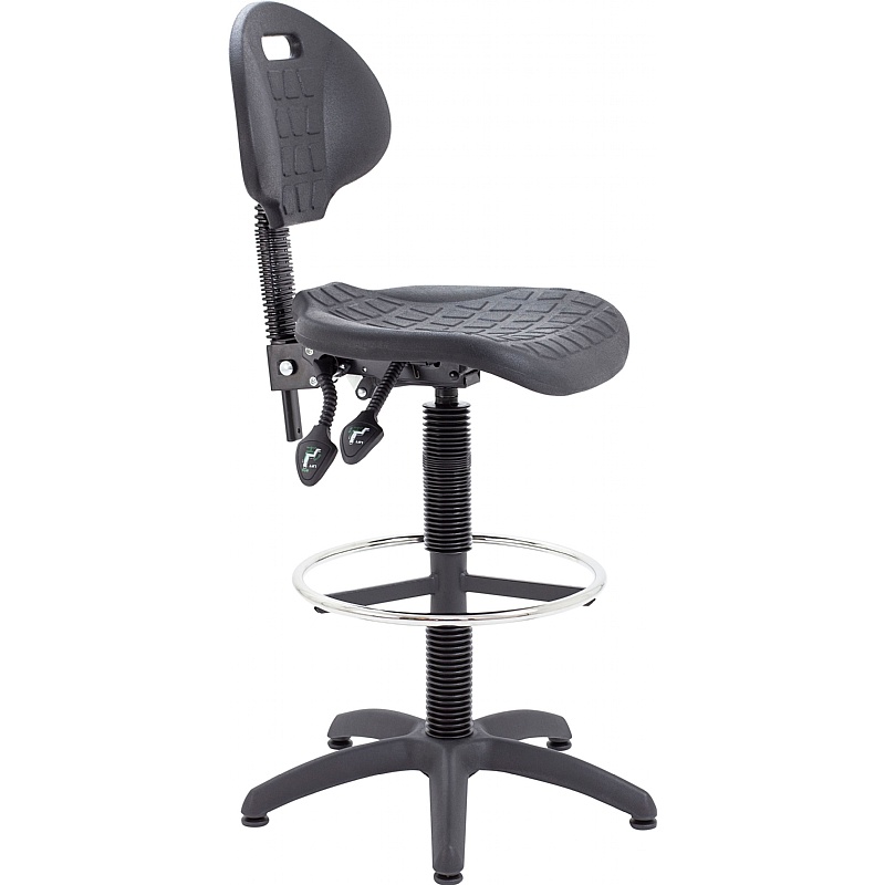 Factory II High PU Wipe Clean Draughtsman Chair