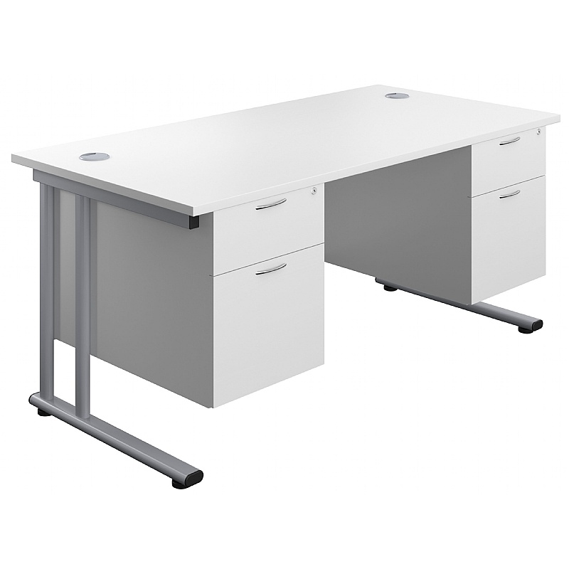 Interface Rectangular Office Desks with Double Fix