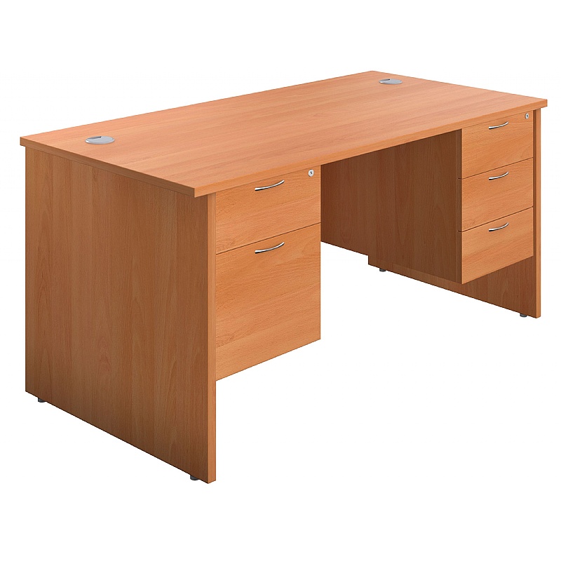 Ventura Rectangular Office Desks with Double Fixed Drawers from our