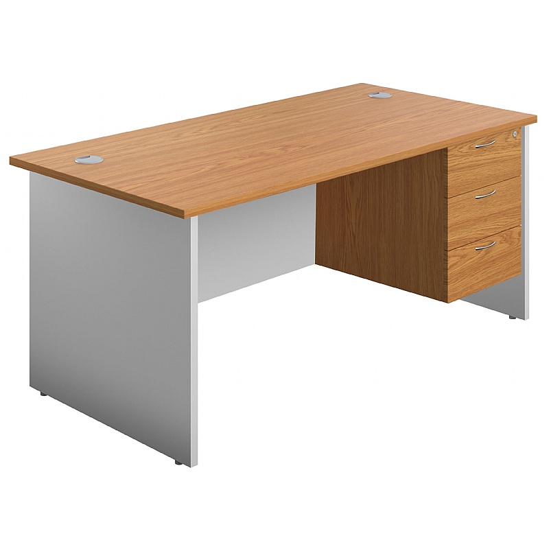 Panel Plus Rectangular Office Desks with Single Fi