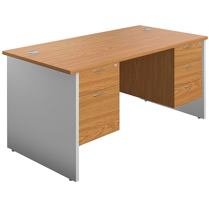Panel Plus Rectangular Office Desks with Double Fi