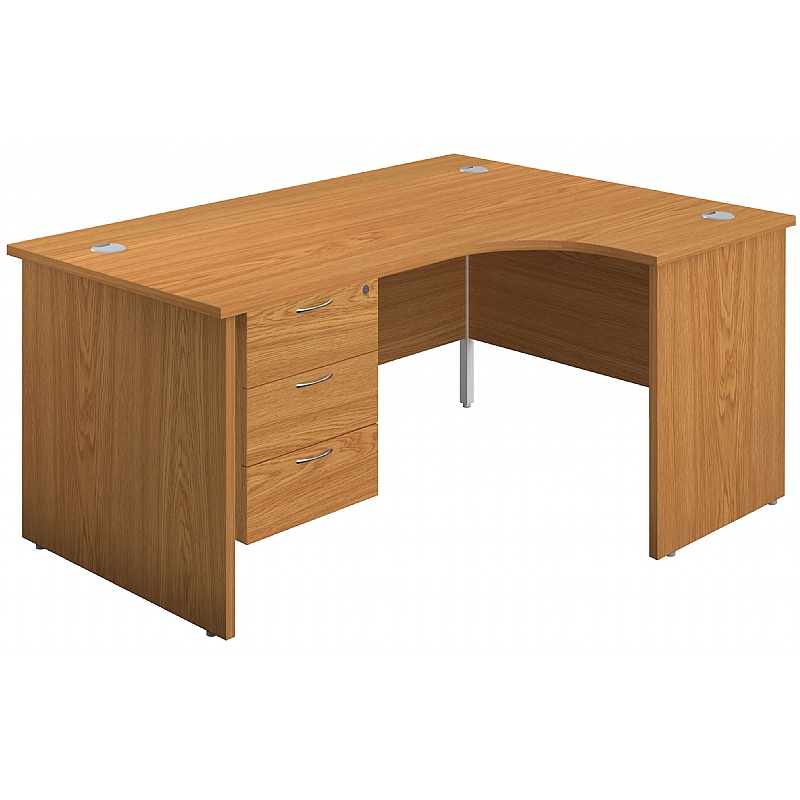 Ventura Ergonomic Radial Office Desks with Fixed Drawers from our