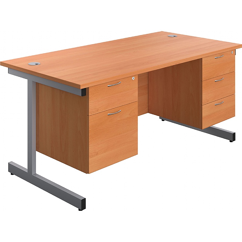 Ratio Rectangular Office Desks With Double Fixed D