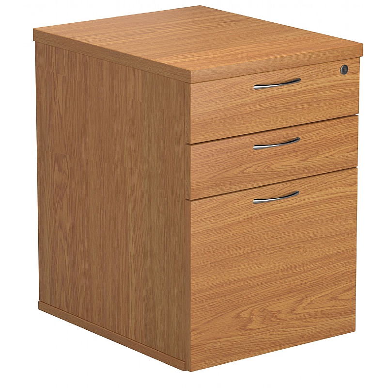 Office Essentials Wooden 3 Drawer High Under Desk Mobile Pedestals - Office Storage