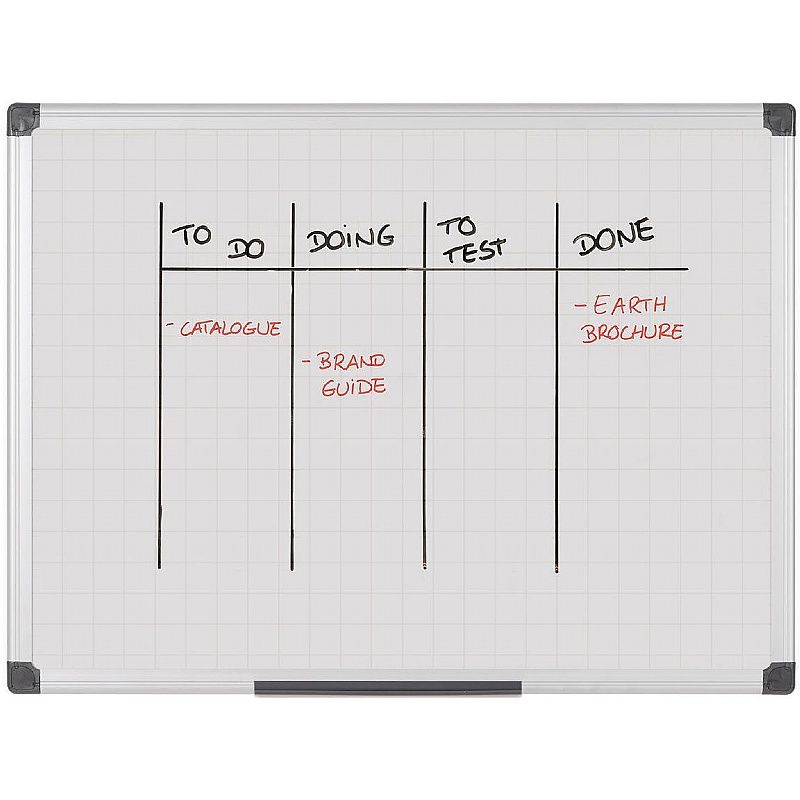 Bi Office Gridded Magnetic Drywipe Whiteboards - Display Equipment