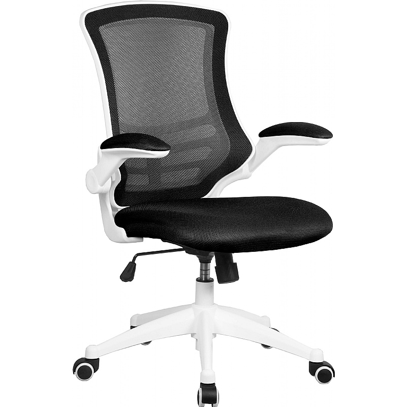 Luna White Medium Back Mesh Task Operator Chairs