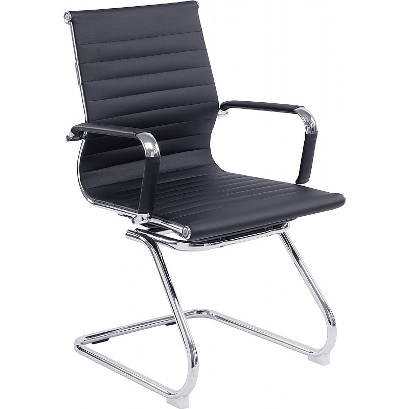 Aura Contemporary Medium Back Bonded Leather Visitor Chairs