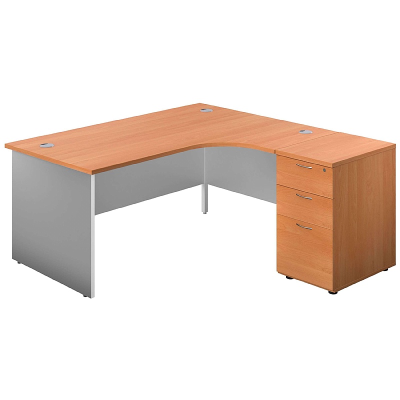 Panel Plus Ergonomic Radial Office Desks with Desk End Drawers from our