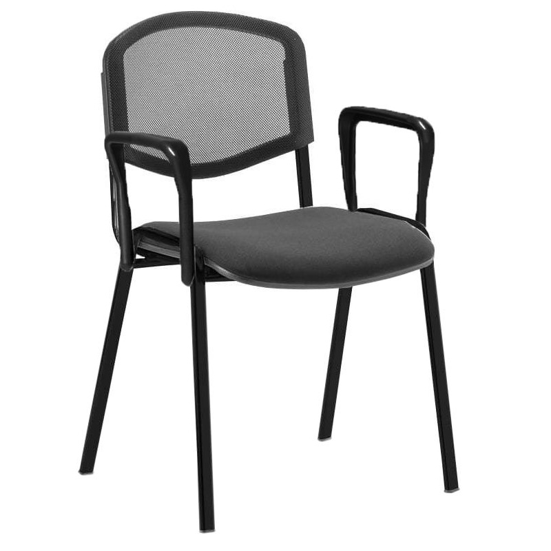 Iso Black Frame Mesh Back Conference Chair With Ar