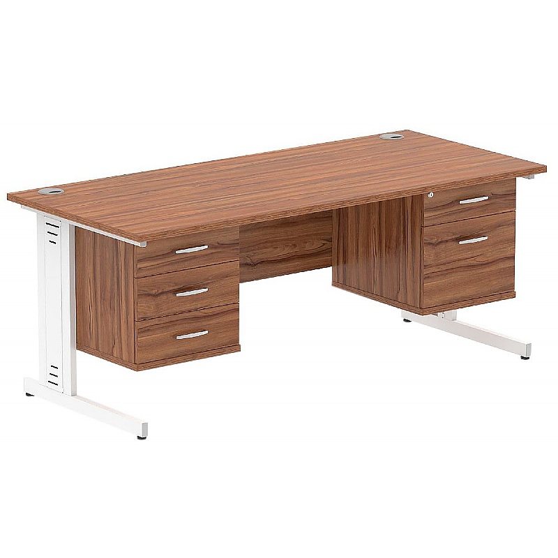 Syndicat Rectangular Desk With Double Fixed Drawer