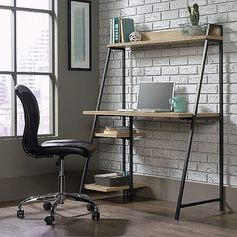 Ladder desk with shop printer shelf
