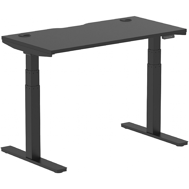Ebony Black Compact Electric Height Adjustable Office Desks from our