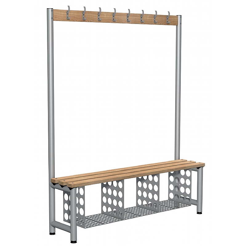 Premium Wooden Cloakroom Benches with Hooks - School Furniture