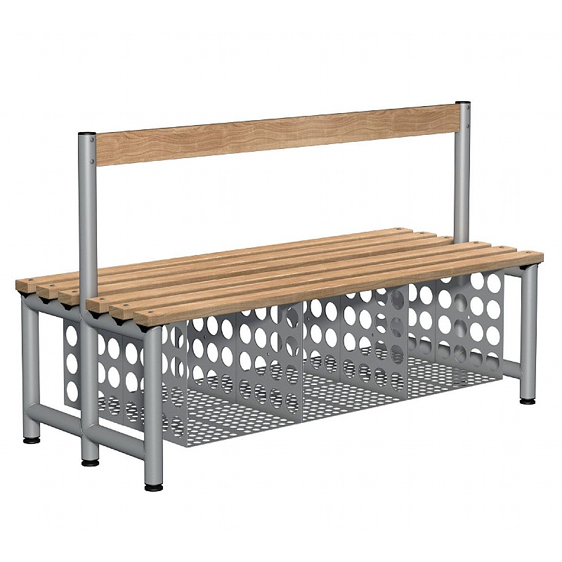 Premium Wooden Slat Double Cloakroom Bench Seats - School Furniture