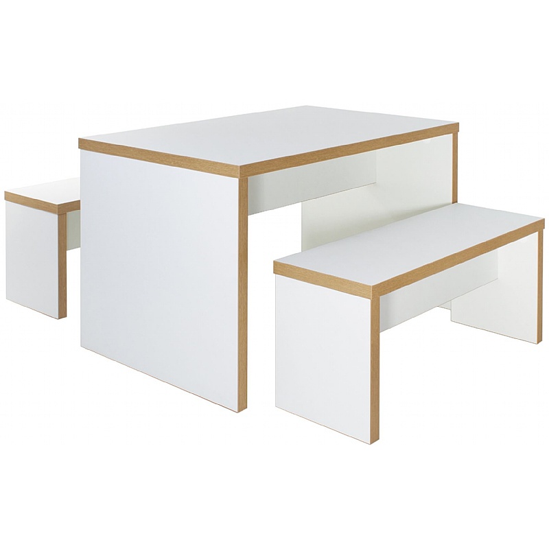 Recess Panel Leg Dining Table and Bench Set - Breakout & Canteen