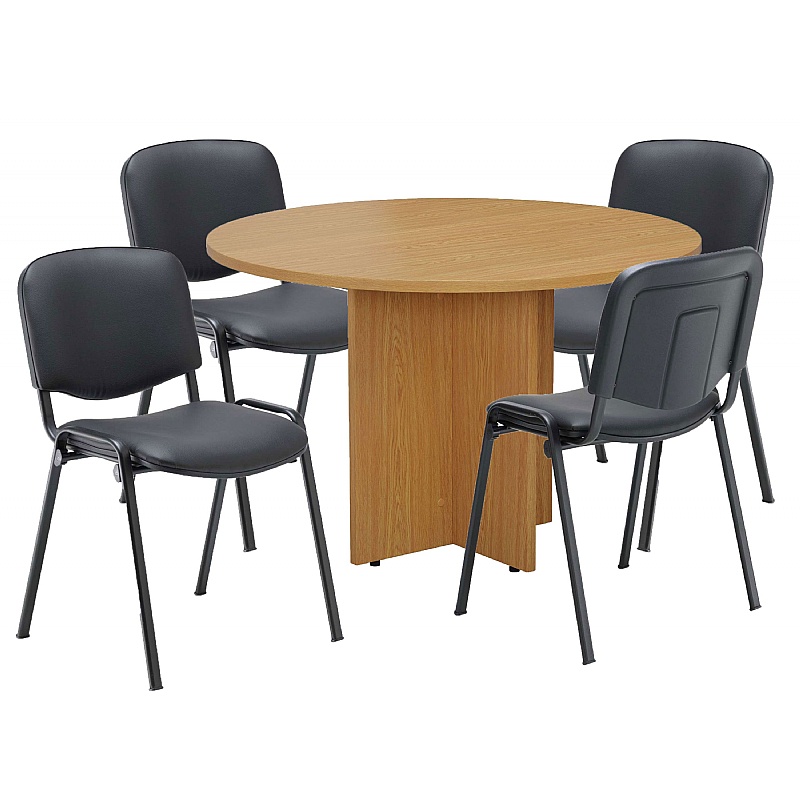 Ventura Circular Meeting Table with PU Club Chairs