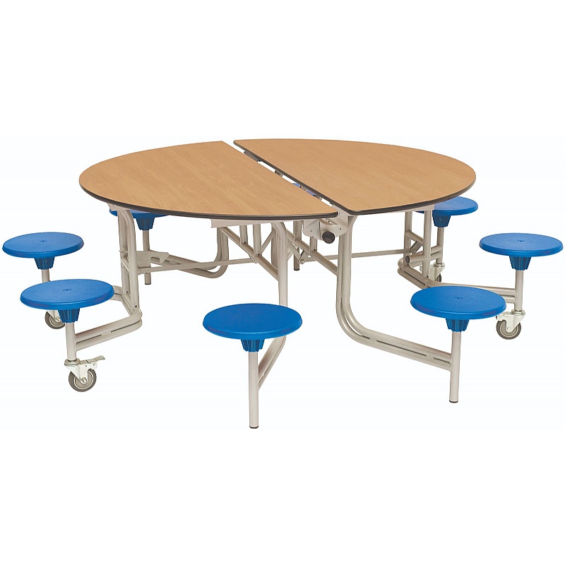 8 Seat Round Mobile Folding School Dining Table