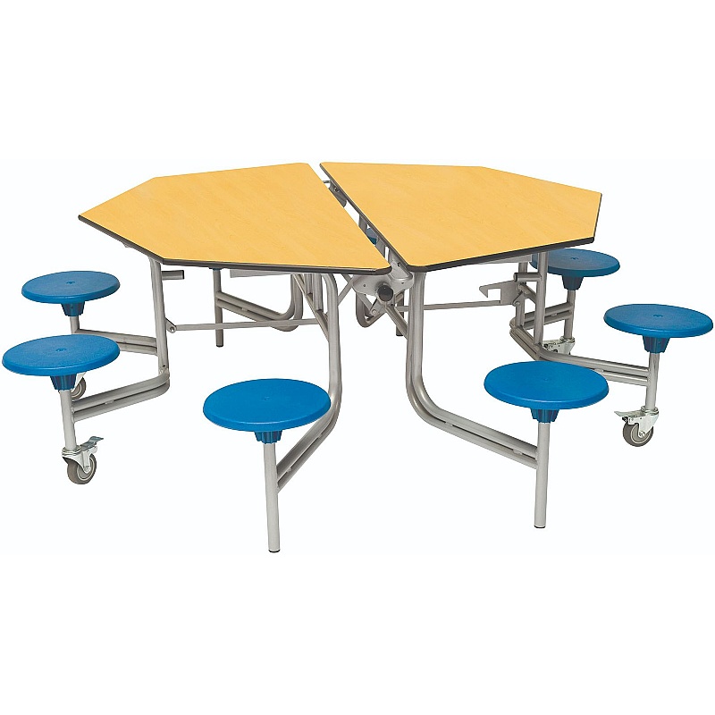 8 Seat Octagonal Mobile Folding School Dining Tabl