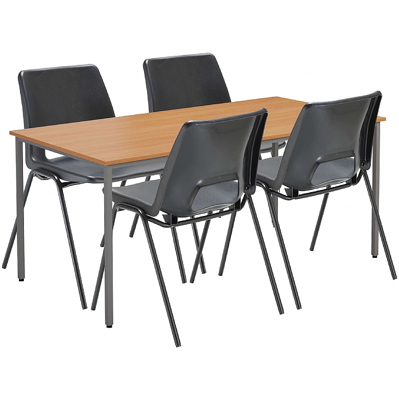 Rectangular Canteen Table with Poly Chairs Bundle