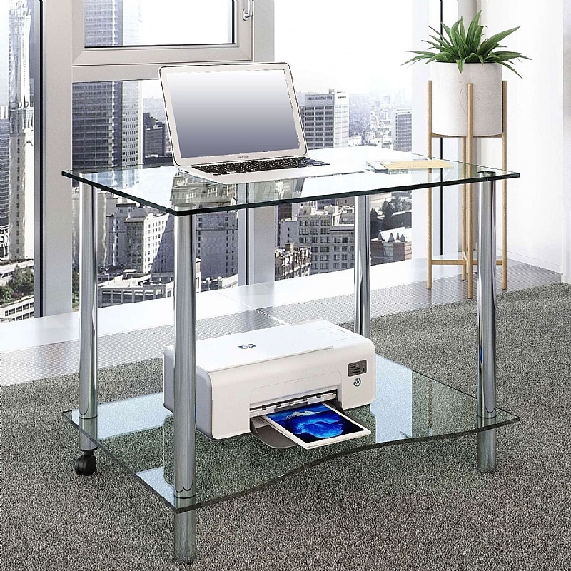 Crystal Glass Home Office Desk - Office Desks