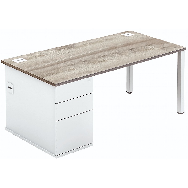 Analog Duo Rectangular Desk with Pedestal - Office Desks
