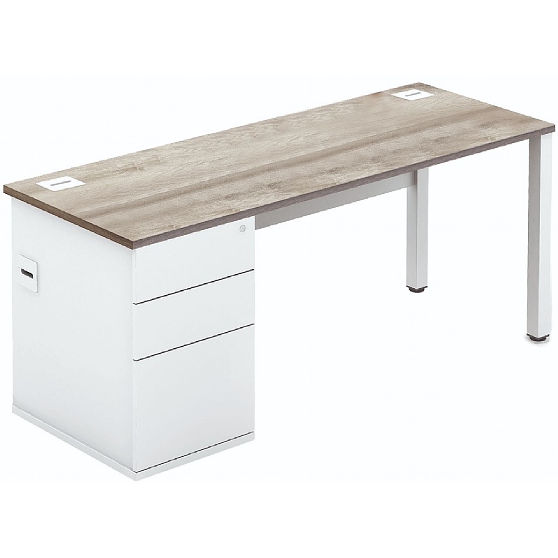 Analog Duo Shallow Rectangular Desk with Pedestal - Office Desks