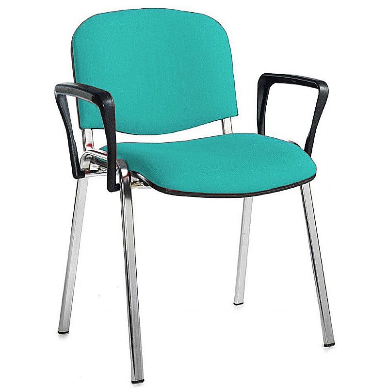 Ecton Chrome Frame Stacking Conference Chairs with Arms - Office Chairs