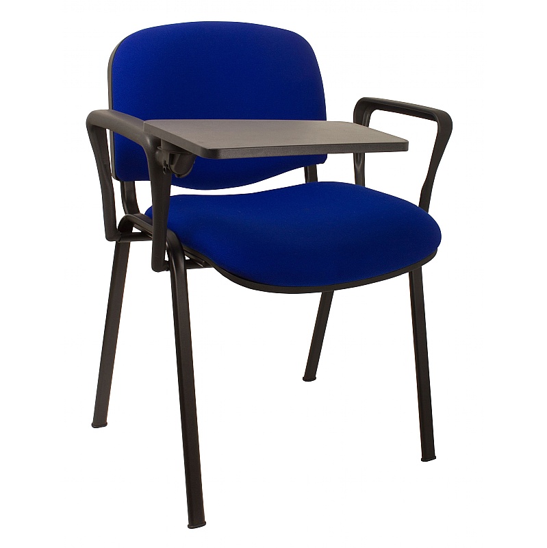 Ecton Black Frame Stacking Conference Chairs with Writing Tablet