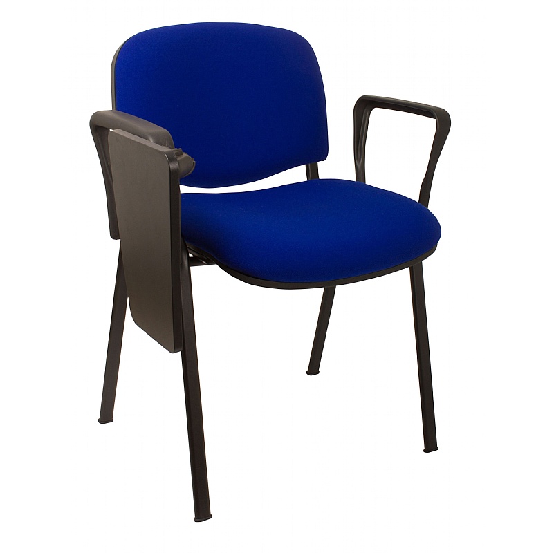 Ecton Black Frame Stacking Conference Chairs with Writing Tablet from