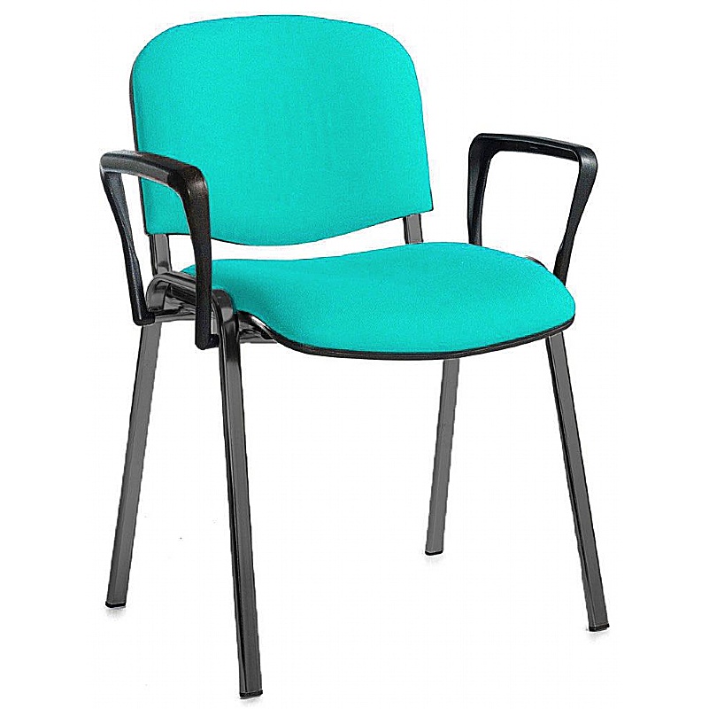 Ecton Black Frame Stacking Conference Chairs with Arms - Office Chairs