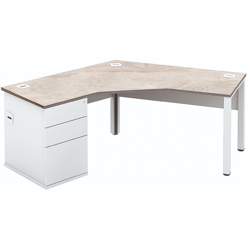Analog Duo 120 Degree Segment Office Desks with Pedestal - Office Desks