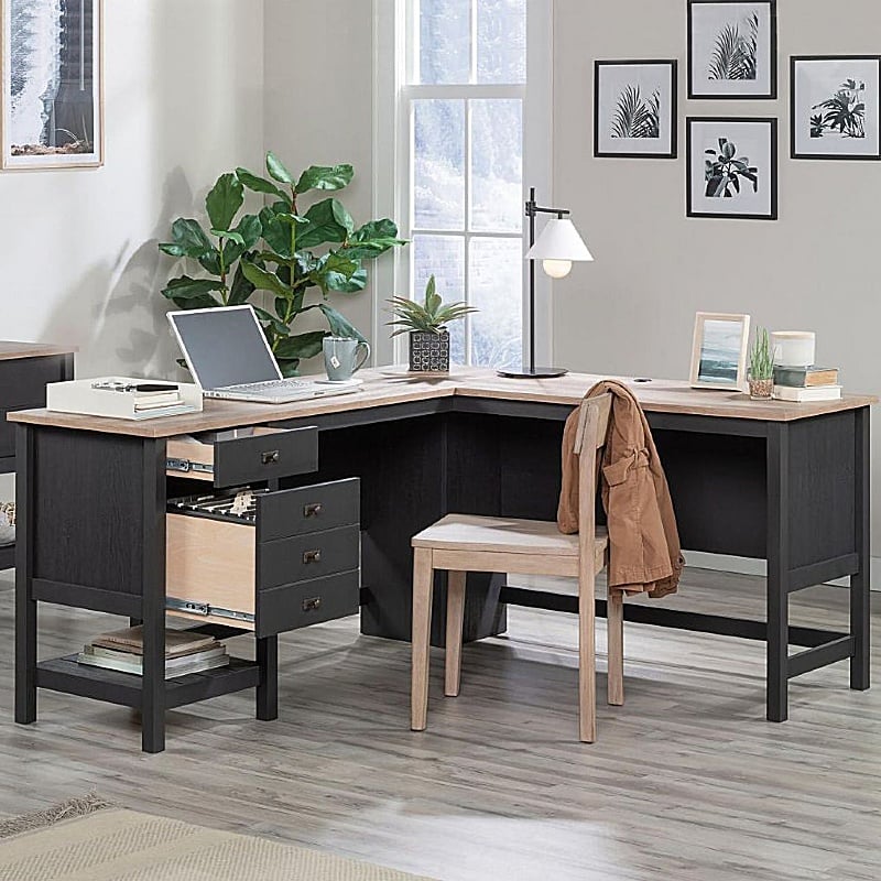 Raven Shaker Style L-Shaped Home Office Corner Desk - Office Desks