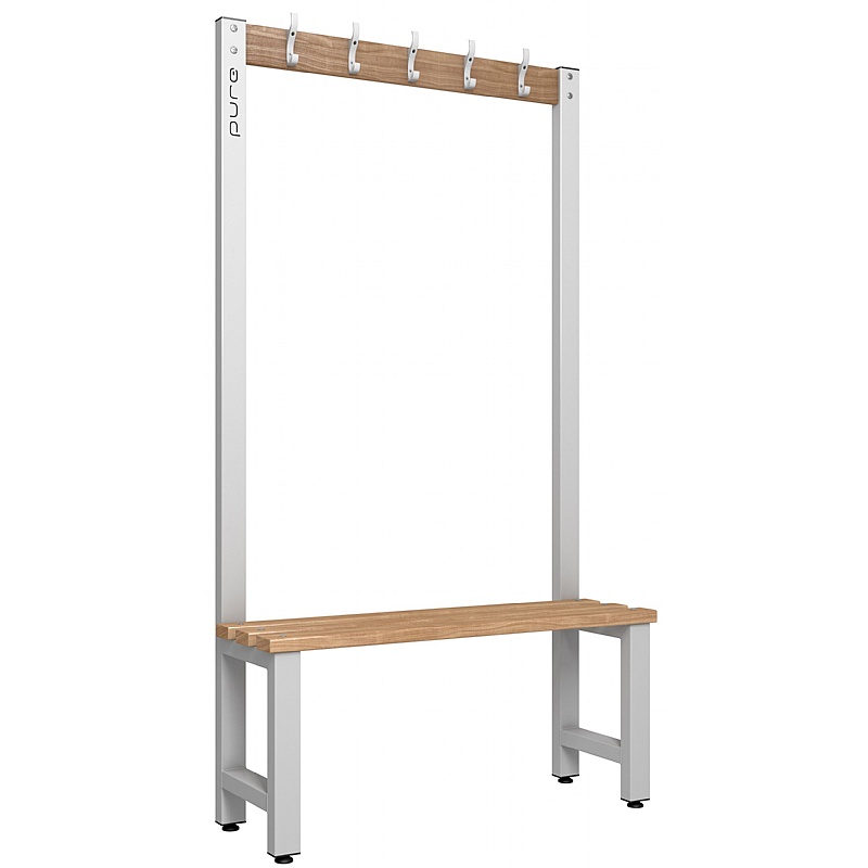 Pure Single Sided Changing and Cloakroom Bench Seats with Hooks - School Furniture