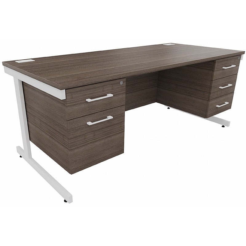 Cogent Rectangular Office Desks with Double Fixed