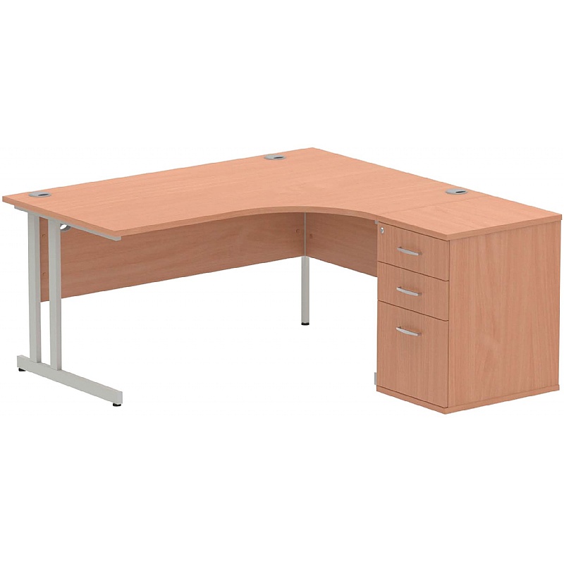 Focus Ergonomic Radial Office Desks with Desk End Drawers - Office Desks