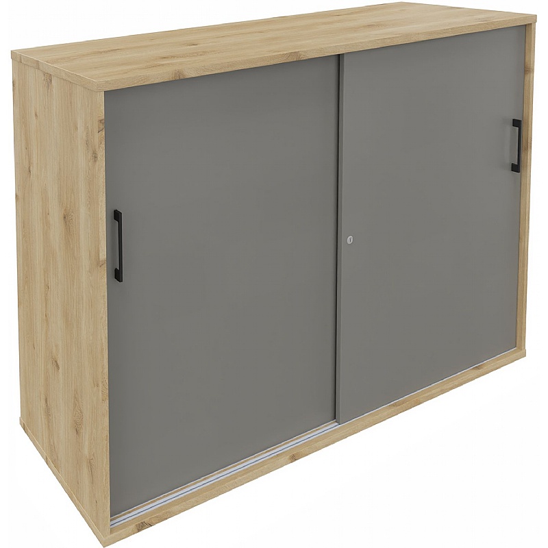Unified Duo Tall Sliding Door Credenza Storage Unit