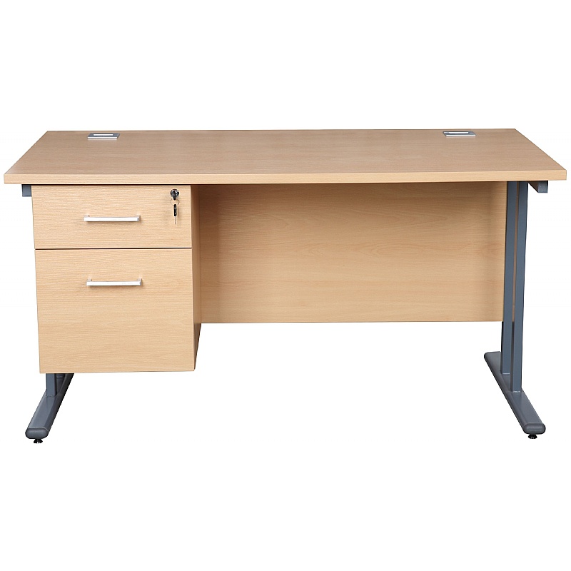 Horizon Deluxe Rectangular Cantilever Office Desks With Single Fixed