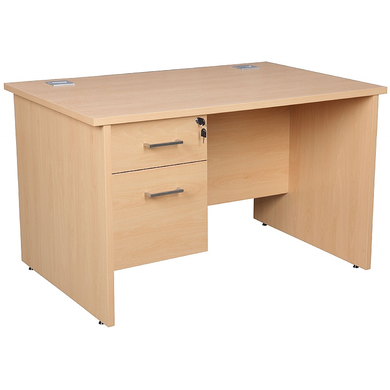 Horizon Panel End Rectangular Office Desks With Single Fixed Pedestal