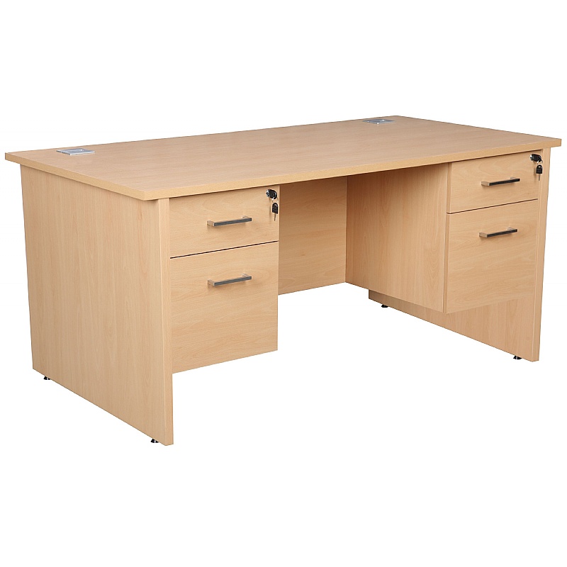 Horizon Panel End Rectangular Office Desks With Double Fixed Pedestals