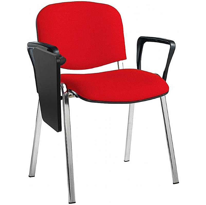 Ecton Chrome Frame Stacking Conference Chairs with Writing Tablet from