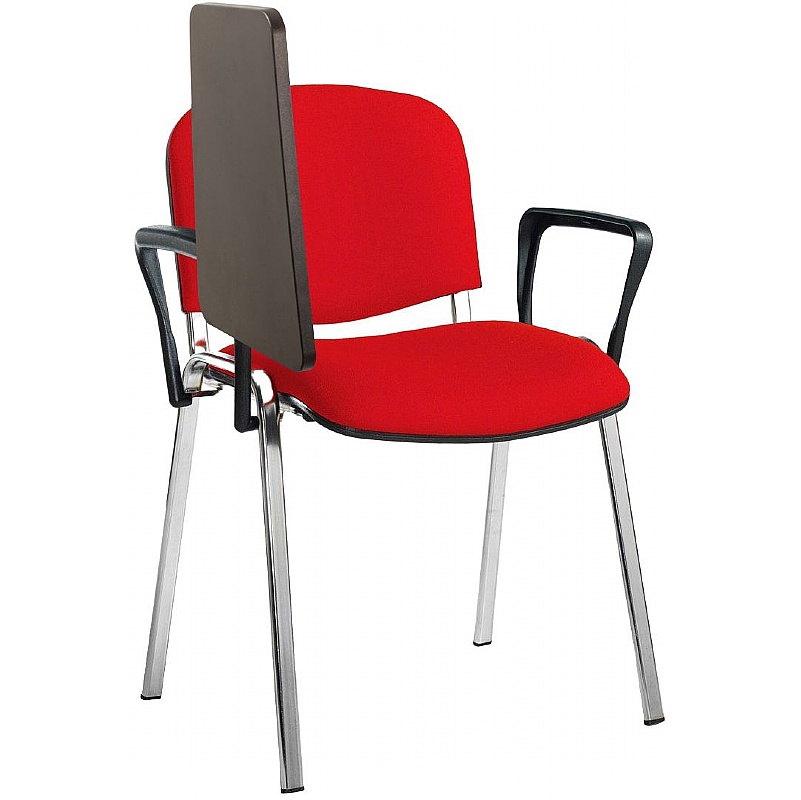 Ecton Chrome Frame Stacking Conference Chairs with Writing Tablet from