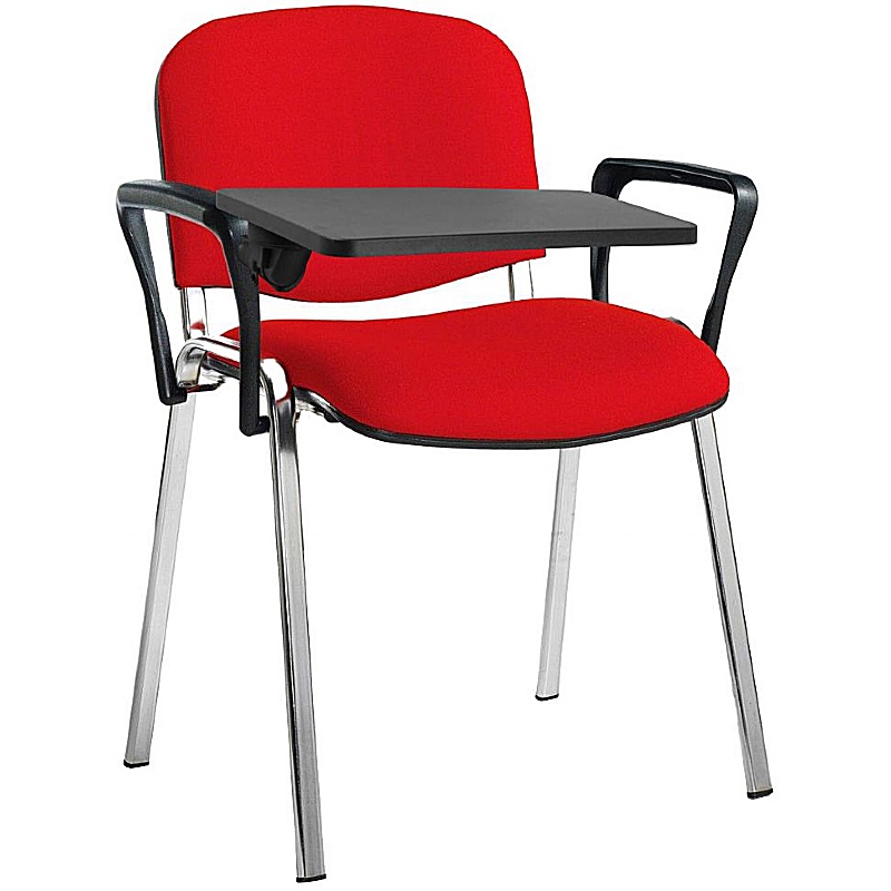 Ecton Chrome Frame Stacking Conference Chairs with Writing Tablet - Office Chairs