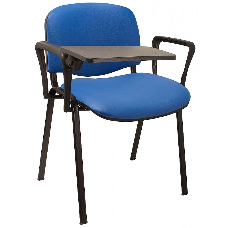 Ecton Black Frame Vinyl Stacking Conference Chairs with Writing Tablet