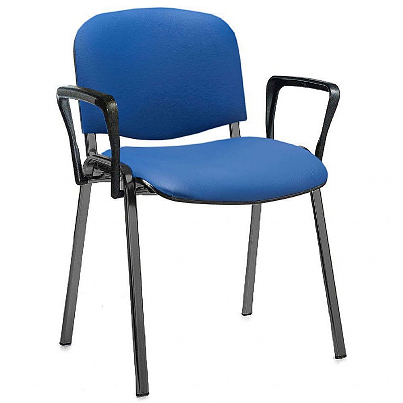 Ecton Black Frame Vinyl Stacking Conference Chairs with Arms
