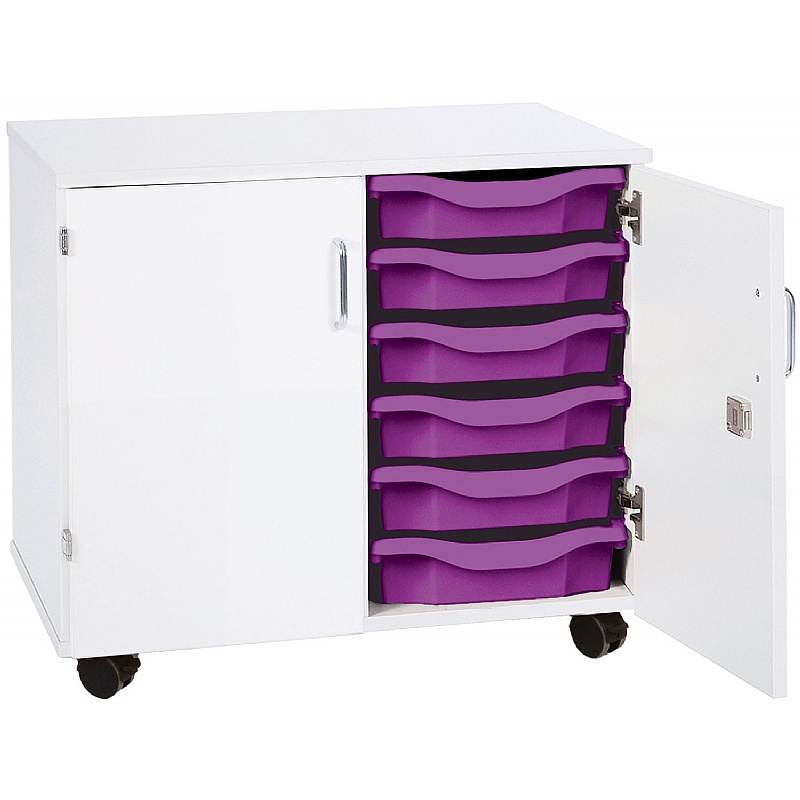 Premium 12 Tray Mobile Storage With Doors - School Furniture