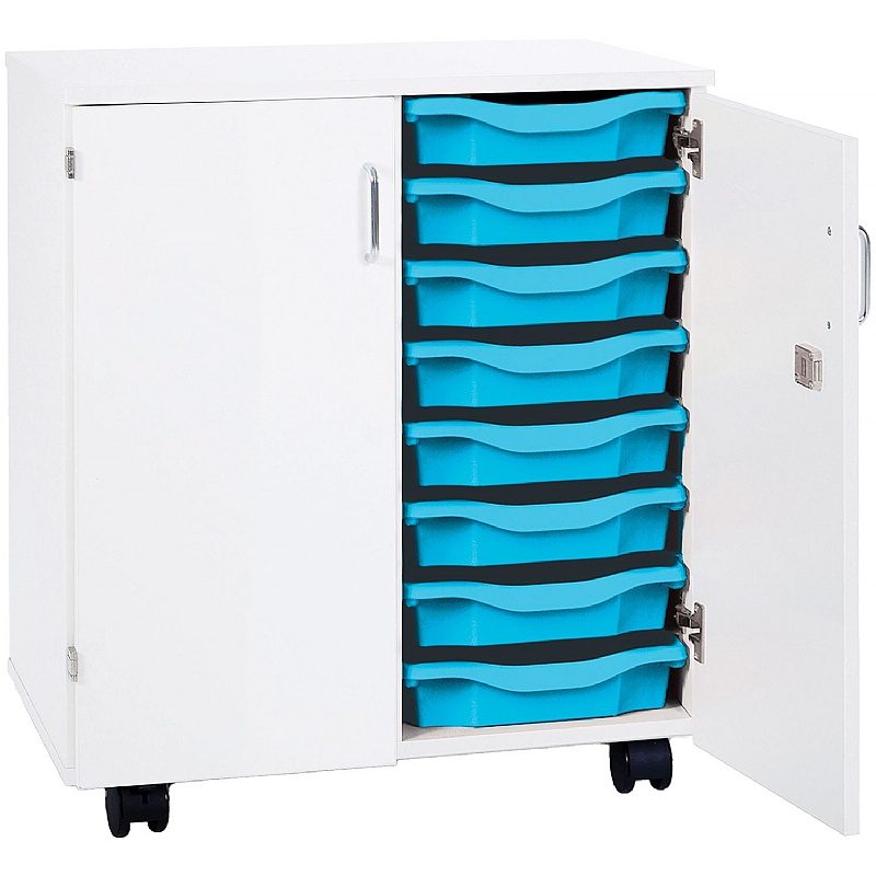 Premium 16 Tray Mobile Storage With Doors