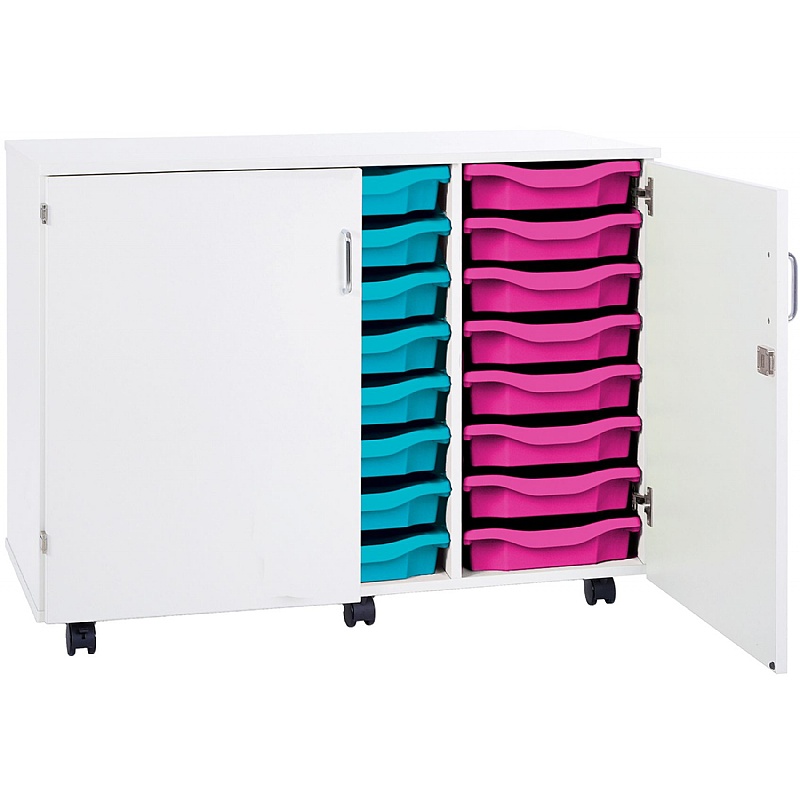 Premium 24 Tray Mobile Storage With Doors from our School Storage range.
