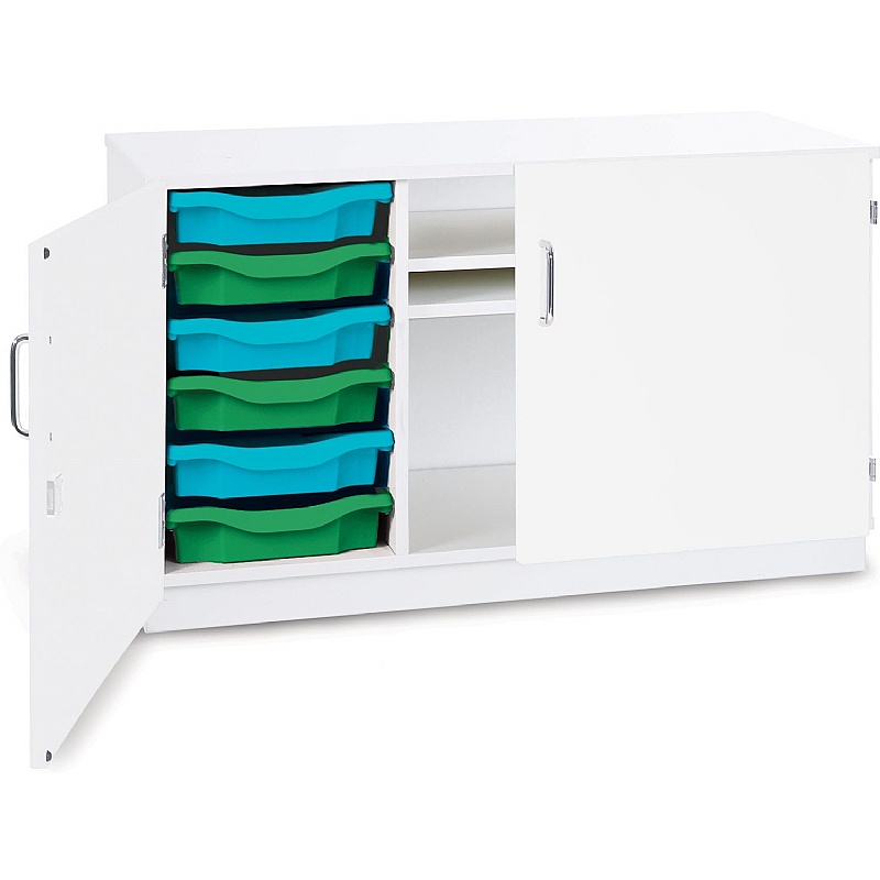 Premium 6 Tray Storage With Shelves & Doors