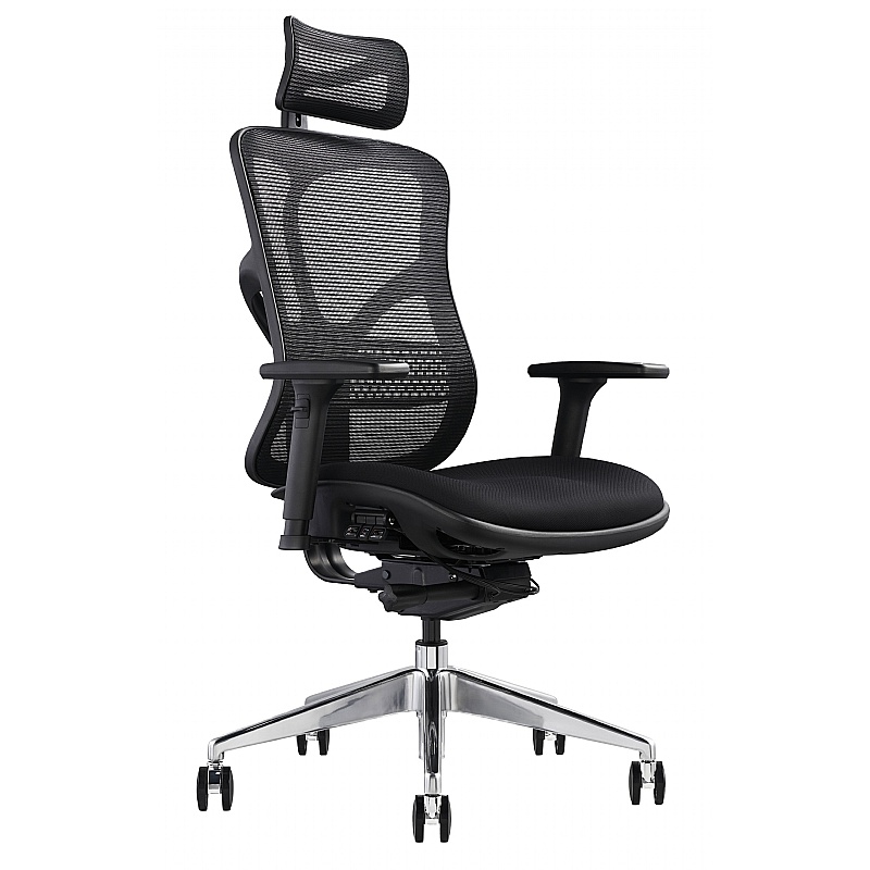 F94 Ergonomic Mesh and Fabric Office Chair with Headrest - Office Chairs